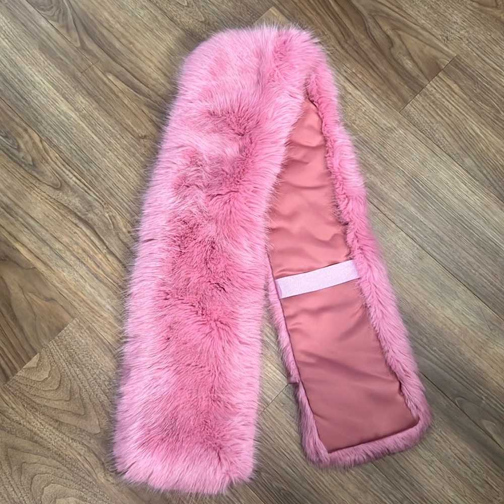 JCrew Pink Faux Fur Scarf
